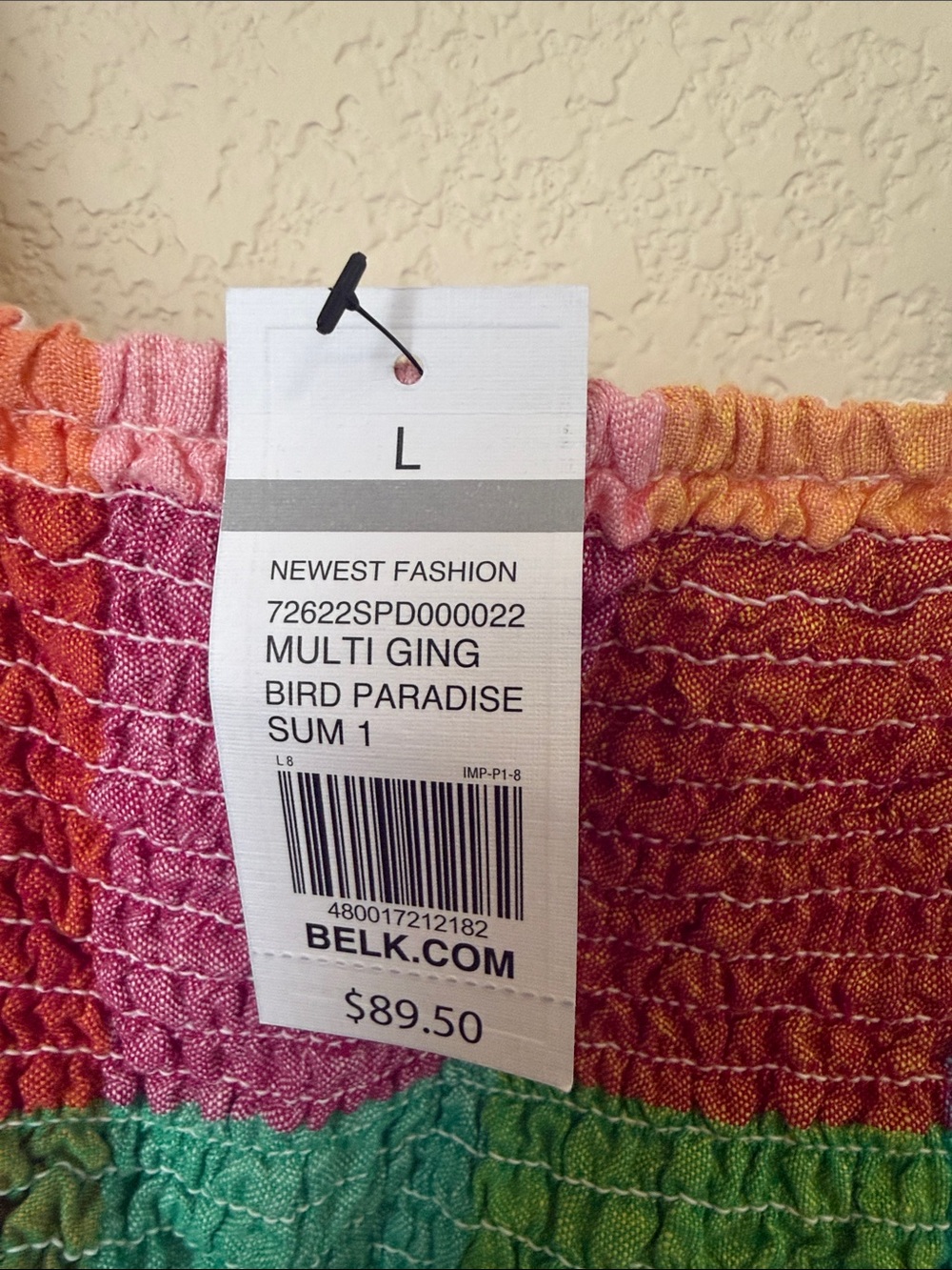 Crown & Ivy Bird Paradise Dress Large NWT Multicolor Smocked Tie Strap Midi - Picture 6 of 7